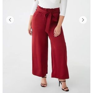 Forever 21 plus red wide leg paper bag pants